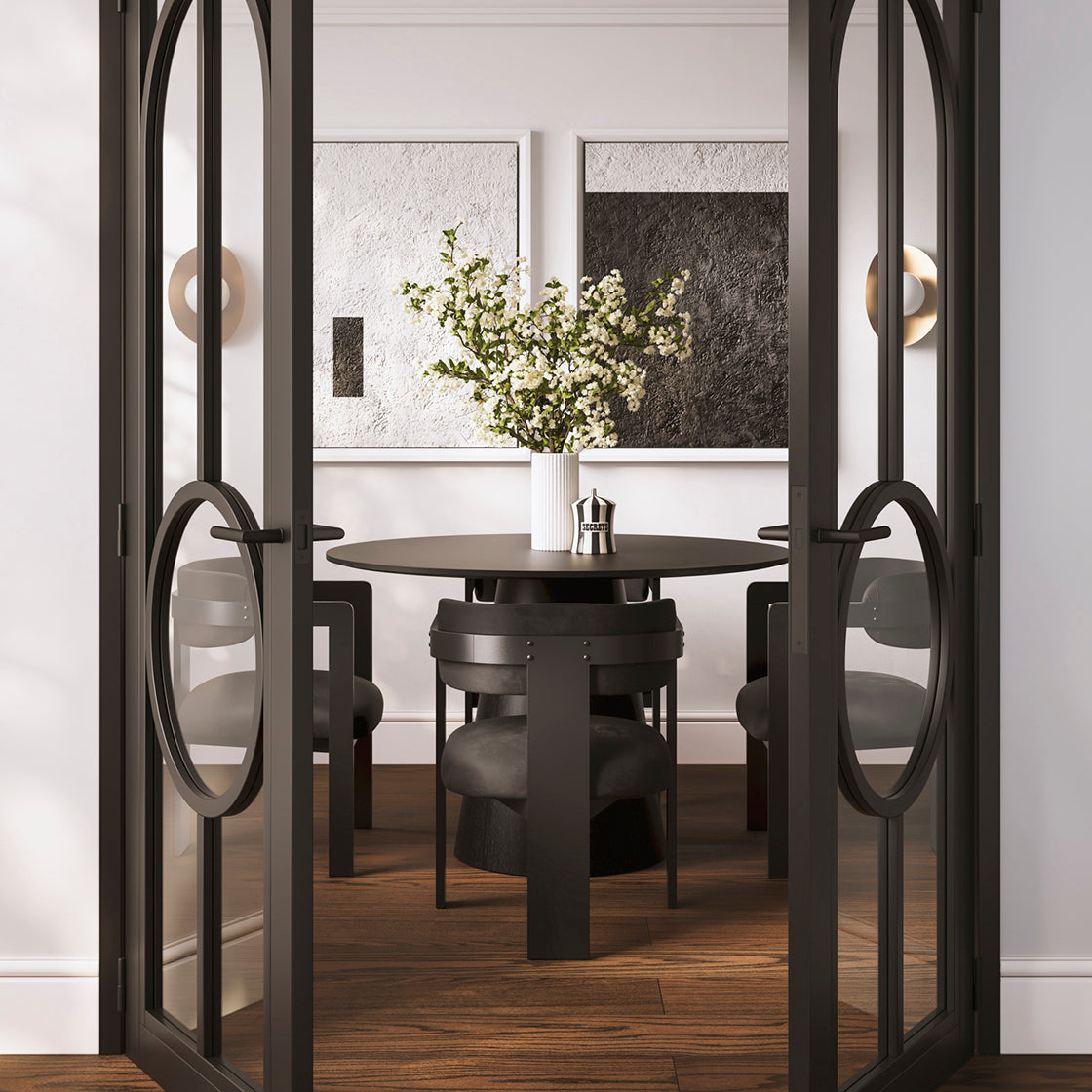 Juno Matte Black Wood Round Dining Table